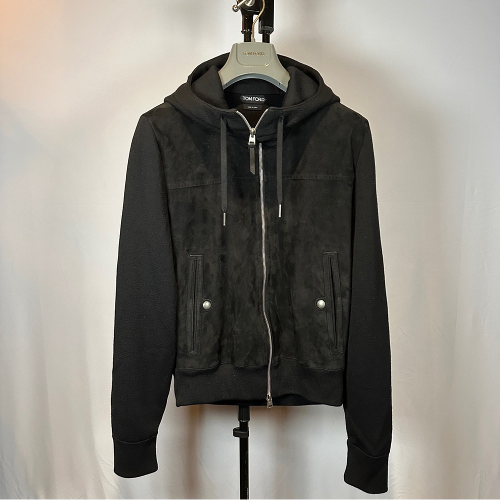 TOM FORD - Slim-Fit Panelled Merino Wool and Suede Zip-Up Hoodie - Black